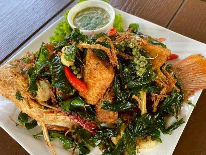 ปลาทับทิมทอดสมุนไพร